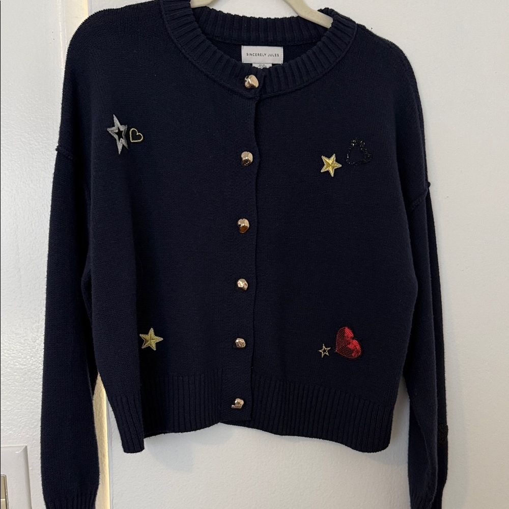 Sincerely Jules Black Cardigan with Embroidered Details